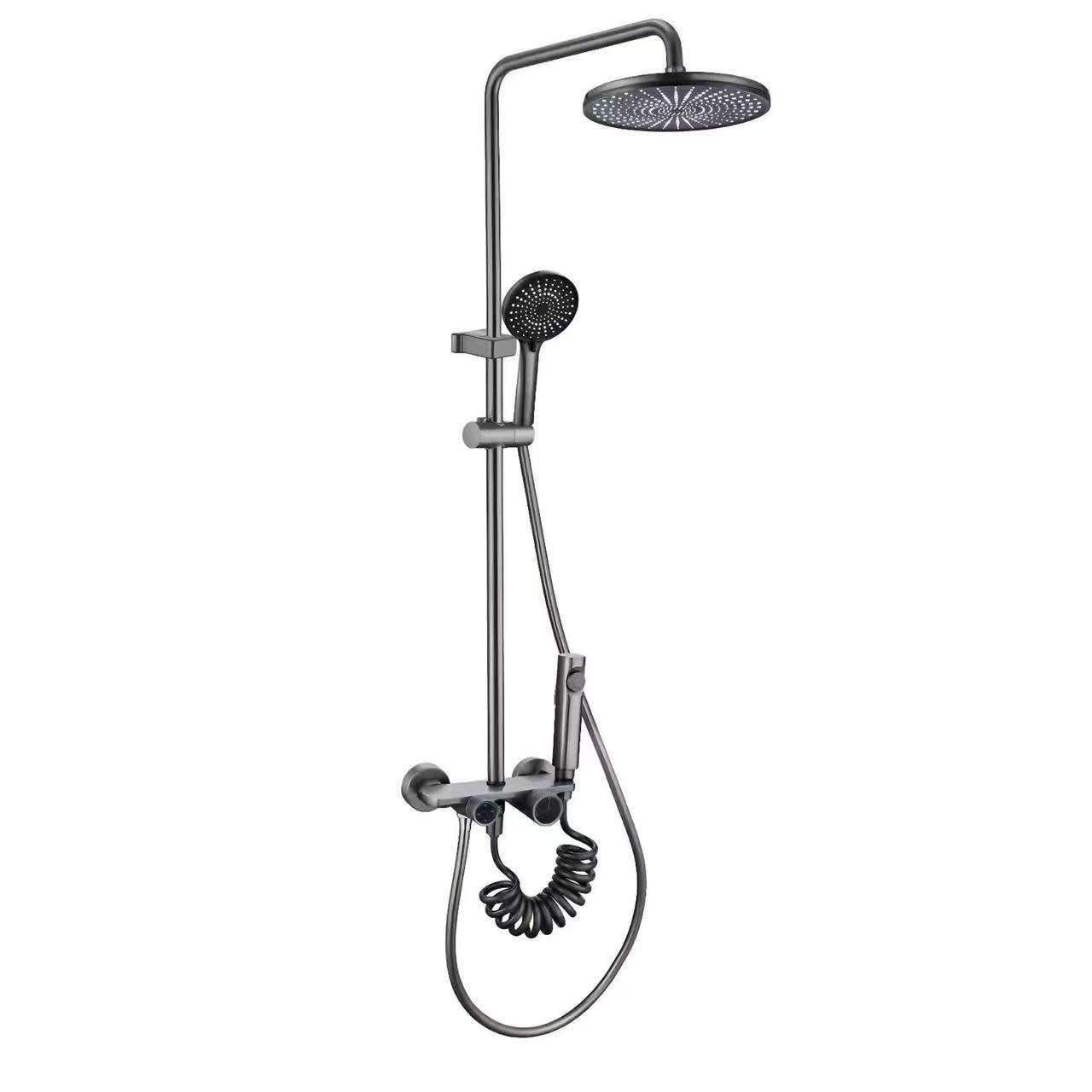 Қос тұтқалары бар дөңгелек жаңбыр душ жинағы
